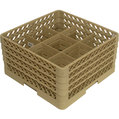 Cup/glass basket 9 compartments with 4 surface edges C450 x 50 x 28 cm Polypropylene Brown 1