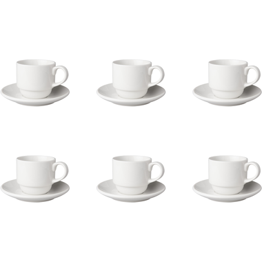 Cup and saucer Mammoet Budgetline Breed 20 cl - 13.5 cm White 6 piece(s) 1