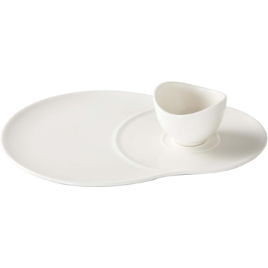 Serving plate with dip dish Vivo Voice Basic Porcelain 4-part 1